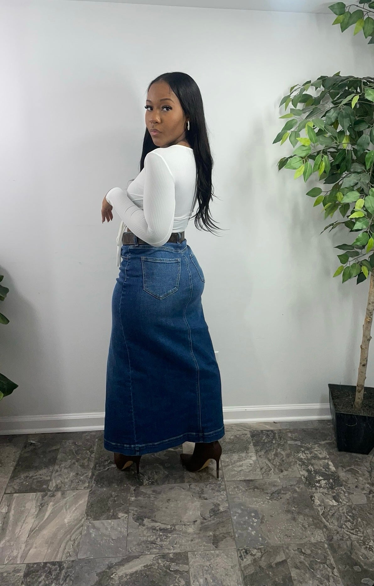 Rose Denim Maxi (read description)